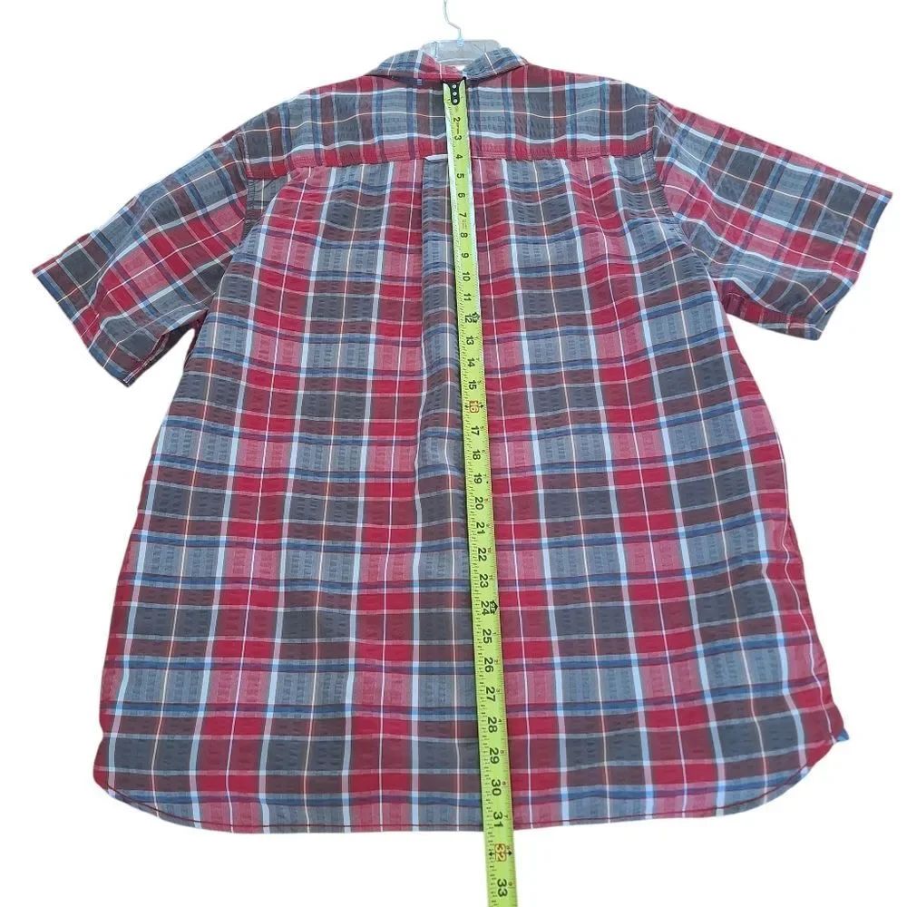 The North Face Seersucker Shirt QuickDry SS Alcoasta Red Plaid Button Up XXL 2XL